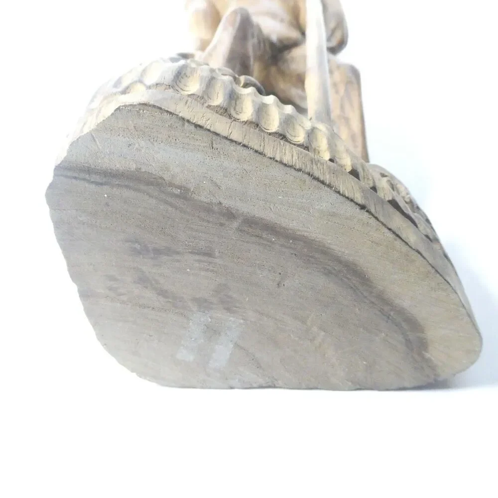 Carved Wooden Statue Hunter Warrior Man w/ Spear 17